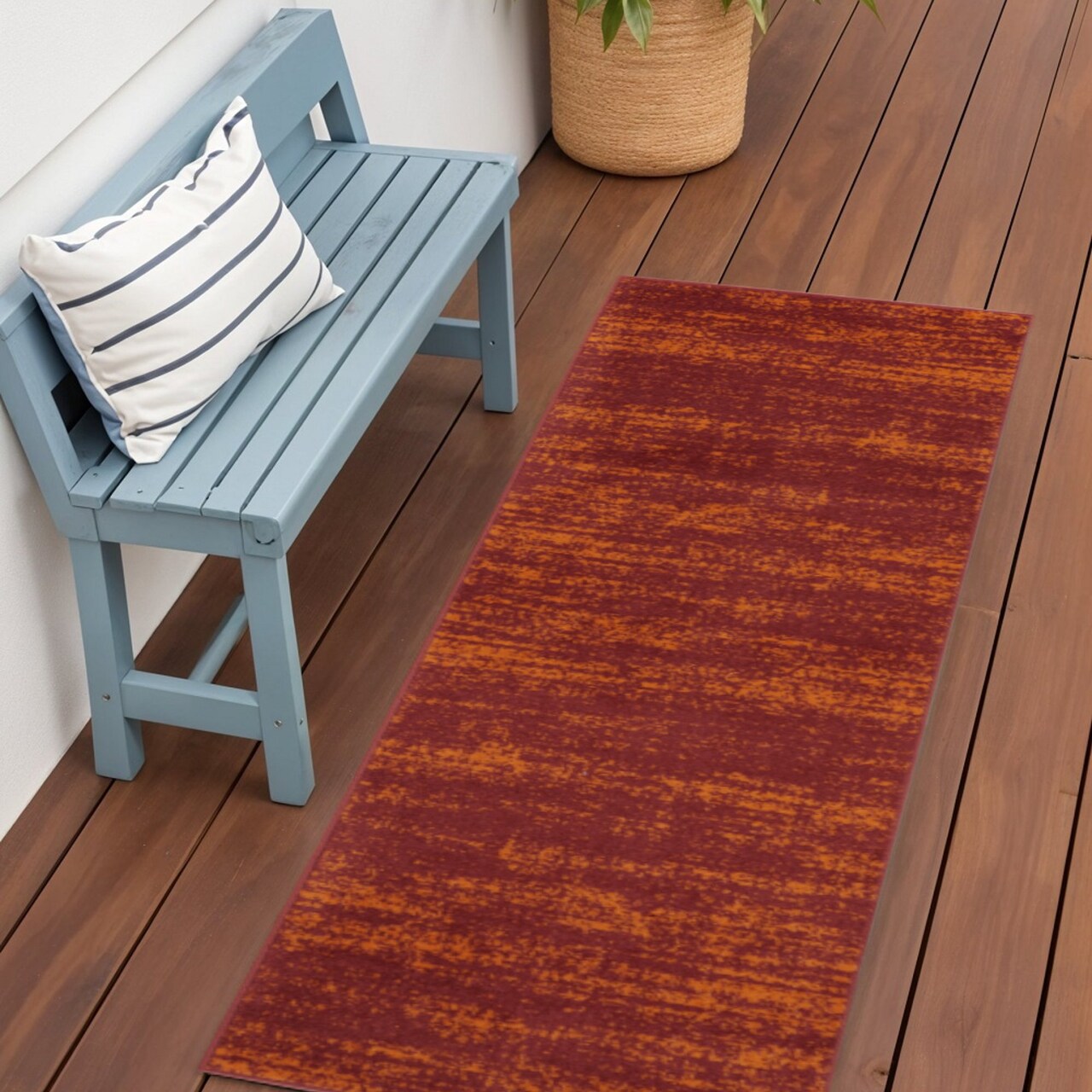 Edge Collections - 6' - Red - Versatile Abstract Runner Rug for Indoor and Outdoor Spaces - 1 Piece